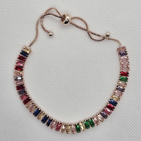 Zirconia Tennis Bracelet Rose Gold Chain - Picture 2 of 5